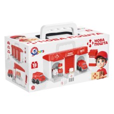Гараж «Нова пошта» з 2 машинками та 2 фігурками, у коробці 27х19х17 см, ТМ Технок