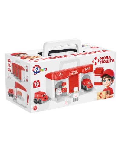 Гараж «Нова пошта» з 2 машинками та 2 фігурками, у коробці 27х19х17 см, ТМ Технок