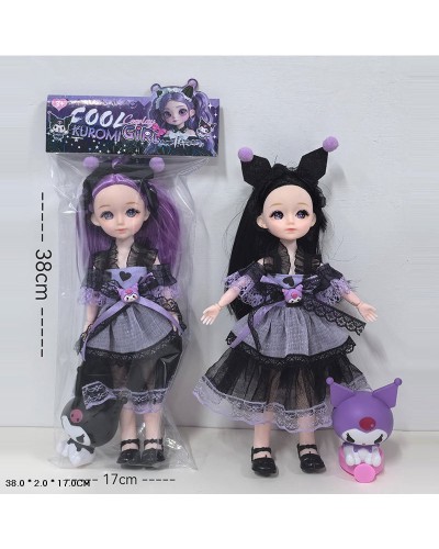 Лялька «КR» 38 см зі скляними очима та улюбленцем, в асортименті, у пакеті 38х17 см