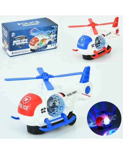 Гелікоптер «Поліція» 22 см зі звуком, 3D-світлом та рухомими деталями, їздить, на батарейці, в асортименті, у коробці 20х10х10 см.