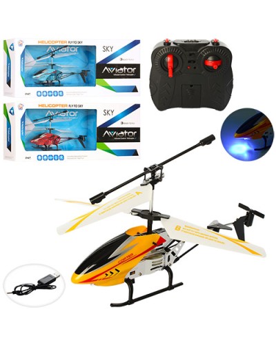 Гелікоптер 20 см р/к на акумуляторі зі світлом, 2 каналами та USB, в асортименті, у коробці 44,5х18,5х7 см