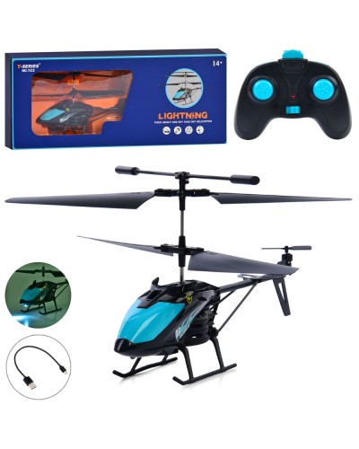 Гелікоптер 24 см на акумуляторі зі світлом, USB та гіроскопом, у коробці 37,5х15х6 см