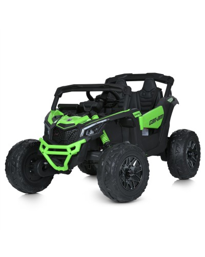 Джип 4 мотори по 200W, 1 акумулятор 24 V 7 AH, колеса з EVA, шкіряне сидіння, зелений