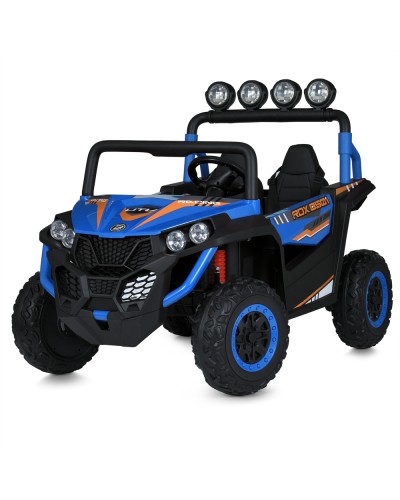 Джип 2,4G на 4 мотори по 90W, 1 акумулятор 24 V 7 AH зі світлом, музикою, колесами з EVA, USB, BLUETOOTH, FM, шкіряним сидінням, синій.