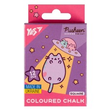 Крейда «Pusheen» 12 шт на 6 кольорів квадратна, ТМ YES