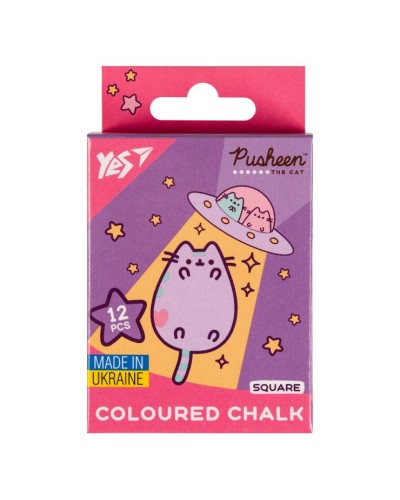 Крейда «Pusheen» 12 шт на 6 кольорів квадратна, ТМ YES