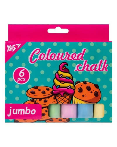 Крейда «Sweet Cream» 6 шт на 6 кольорів кругла, JUMBO, ТМ YES