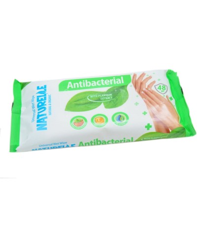 Вологі серветки «NATURELLE» антибактеріальні 48 шт в упаковці
