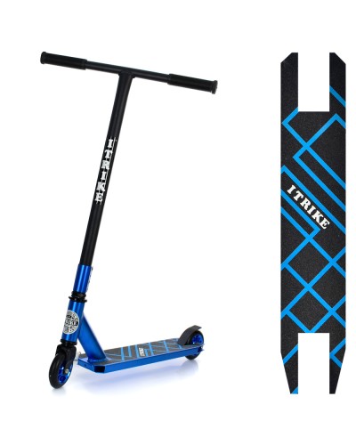 Самокат 2-колісний трюковий з алюмінієво-сталевою рамою, колесами ПУ 110 мм, кермом 83-47 см, підніжкою 31-10 см, анодований.