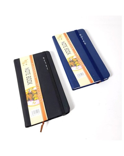 Блокнот 17,5х10 см на 88 аркушів в клітинку на гумці з твердою палітуркою та обкладинкою зі шкірзаму, ТМ Leader