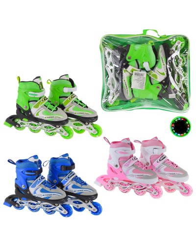 Ролики 39-43 розміру зі світлом на металевій рамі з колесами PU 1, в асортименті