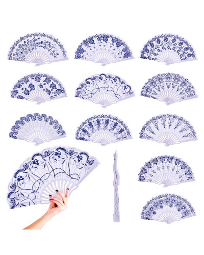 Віяло «Блакитне мереживо» 23 см, в асортименті