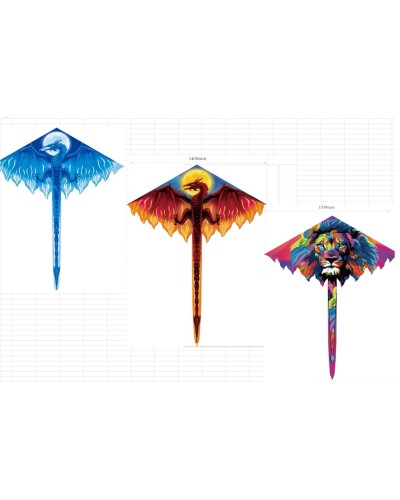 Повітряний змій 1,5 м, в асортименті, у пакеті 9х90 см