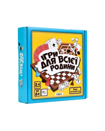 Гра настільна «Ігри для всієї родини»: нарди, шахи, млин, змії, драбини, у коробці 19х18х3,5 см, ТМ Strateg