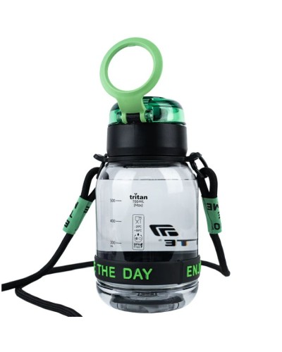 Пляшечка для води 700 мл чорно-зелена, ТМ Kite