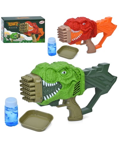 Мильні бульбашки «Динозавр» пістолет 28 см, на батарейці з запаскою 7,5 см, в асортименті, у коробці 28,5х17,5х9,5 см.