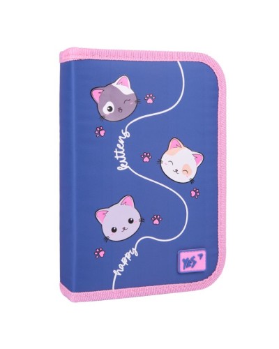 Пенал «Meow-Meow» 14х21х4 см твердий одинарний з двома клапанами, HP-04, ТМ YES