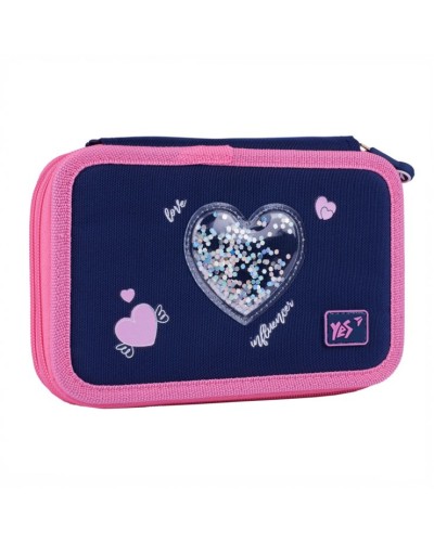 Пенал «Bright Hearts» 13х21х4 см твердий подвійний, HP-01, ТМ YES