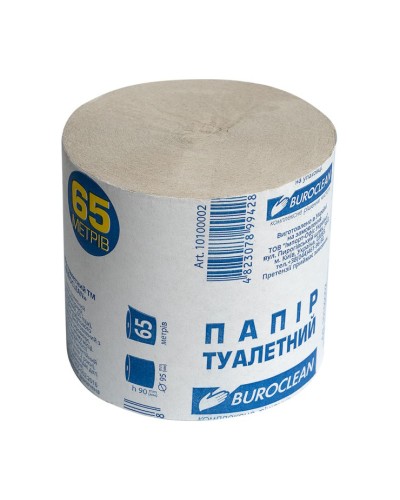 Туалетний папір без гільзи сірий, намотка 65 м, Buroclean