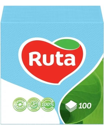 Серветки «Ruta» блакитні 24х24 см 100 аркушів в упаковці, ТМ Ruta