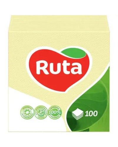 Серветки «Ruta» жовті 24х24 см 100 аркушів в упаковці, ТМ Ruta