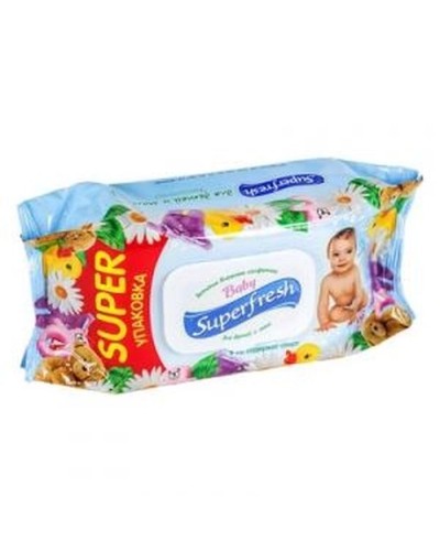 Вологі серветки «Baby chamomile» дитячі з клапаном, 120 шт в упаковці, ТМ Superfresh