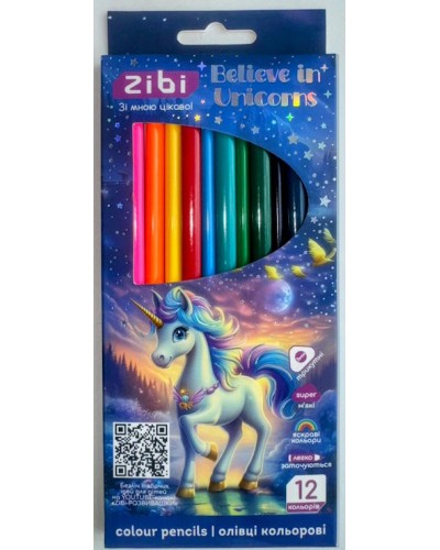 Олівці кольорові «UNICORN» на 12 кольорів, KIDS LINE