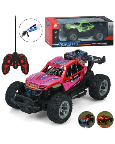 Джип 22 см 1:18 р/к на акумуляторі зі світлом, парою та USB на гумових колесах, в асортименті, у коробці 30х15х12 см