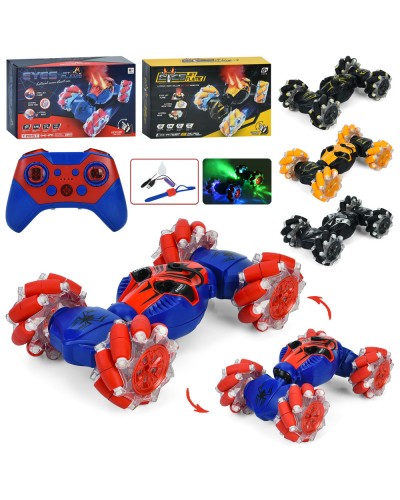 Машина 27 см р/к на акумуляторі з музикою, світлом, парою та USB, колеса-ролики, брастел для керування, в асортименті, у коробці, розміри 31х18,5х10 см