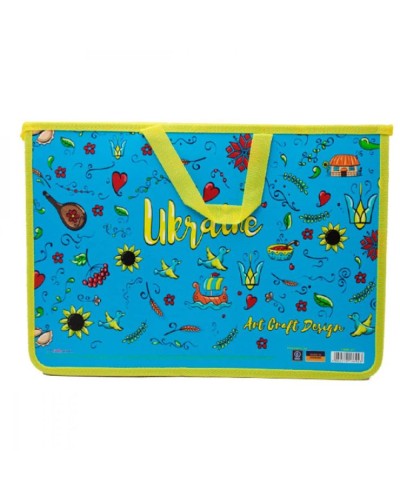 Папка-портфель «Art Craft Design» А4 пластиковий на блискавці з тканинними ручками