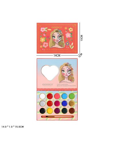 Аквагрим: палітра з пензликом, у коробці 14х1х15 см