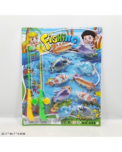 Набір для риболовлі магнітний: 2 вудки та 10 рибок, на планшетці 32,7х40,7х3 см