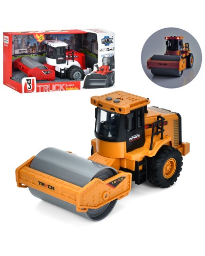 Дорожній каток 21 см 1:43 інерційний зі звуком, світлом, рухомими деталями, гумовими колесами, на батарейці, в асортименті, у коробці 30х15,5х12 см