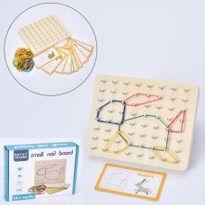 Геоборд- дошка зі штирьками 17,5х13,5х2,5 см з гумками та картками англійською, у коробці 20х14,5х4 см