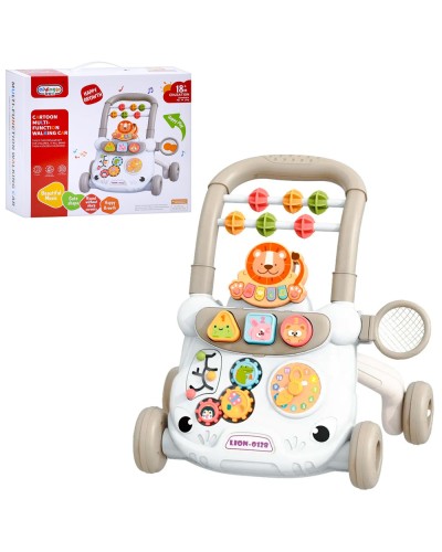 Ходунки-каталка з ігровою панеллю, шестернями, годинником, сортером, лабіринтом, рухомими деталями, піаніно з музикою, на батарейці, у коробці 37х12х33,5 см