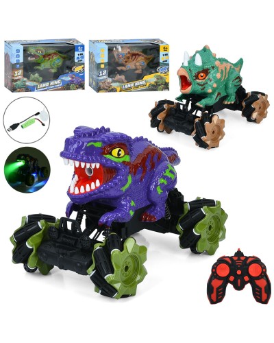 Машина «Динозавр» 23 см 1:16 р/к 2,4G на акумуляторі з парою та димом, USB, колесами-роликами, 4х4, амортизаторах, у коробці 31х19х16,5 см