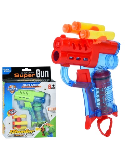 Іграшковий пістолет 11 см та 3 м'які кулі-присоски, в асортименті, у коробці 16х21х3,5 см