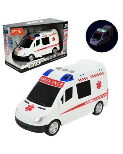 Машина «Швидка допомога» 18 см зі світлом та звуком, на батарейці, у коробкці 22,5х14х9,5 см