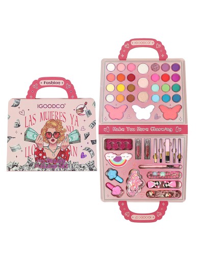 Дитяча косметика: палетка-сумочка, тіні для повік, помада, лак та аксесуари, у коробці. 25х15х2 см