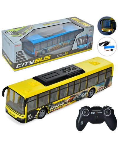 Автобус 38 см р/к на акумуляторі зі світлом, USB та гумовими колесами, в асортименті, у коробці 46х16х15 см