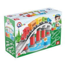 Конструктор «Залізниця» з 59 деталей 386-438 см з потягом, вагонами та фігуркою, у коробці 37,5х25х14 см, ТМ Технок