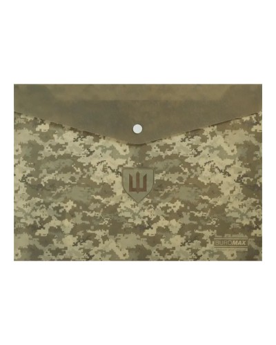 Папка-конверт «MILITARY» А4 на кнопці, зелена, TM Buromax