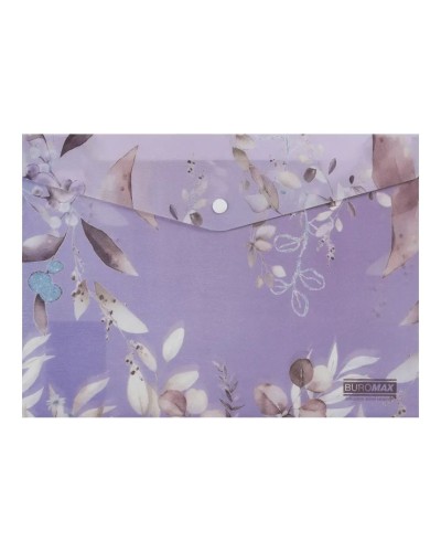 Папка-конверт «ARABESKI» А4 на кнопці, сливова, TM Buromax
