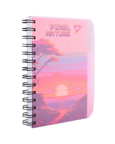 Зошит з роздільниками «Pixel nature» В6 на 144 аркуші у клітинку на спіралі збоку з пластиковою обкладинкою, ТМ YES