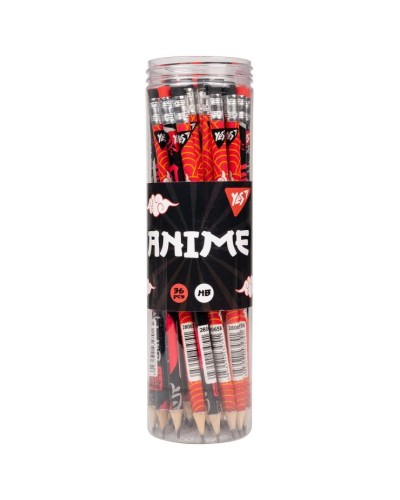 Олівець графітний «Anime» з гумкою, в асортименті, 36 шт у тубі, ТМ Yes