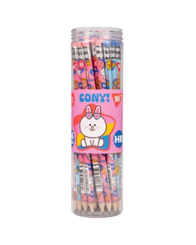 Олівець графітний «Line Friends. Heroes» з гумкою, в асортименті, 36 шт у тубі, ТМ Yes