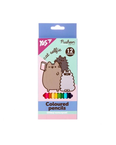 Олівці кольорові «Pusheen» тригранні на 12 кольорів, ТМ Yes