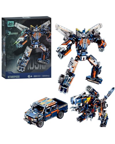 Конструктор «Робот-динозавр-машина» 3 в 1 на 844 деталі, у коробці 29,5x40,5x9,5 см