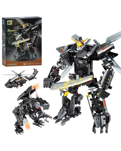 Конструктор «Робот-динозавр-вертоліт» 3 в 1 на 850 деталі, у коробці 29,5x40,5x9,5 см