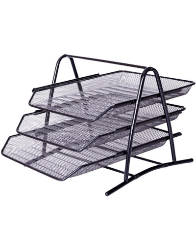 Лоток «Сітка» горизонтальний металевий на 3 відділення чорний